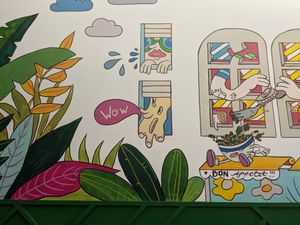 Wall art at Ropogó in Budapest