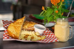 Monte Cristo sandwich with golden milk at Umami in Mexico City