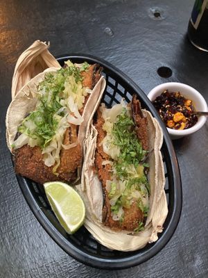 Tacos de milanesa de berenjena  at Umami in Mexico City