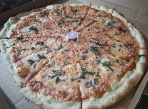 Jumbo Margherita pizza at Tony's Pizza in Flagler Beach