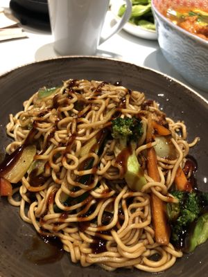 vegan stir fried noodles with vegetables  at UDON - Born in Barcelona