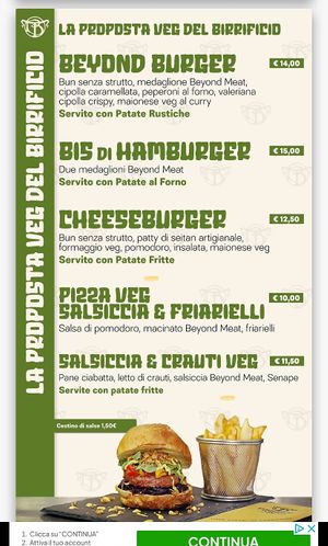 Menù veg  at Birrificio Torino in Turin