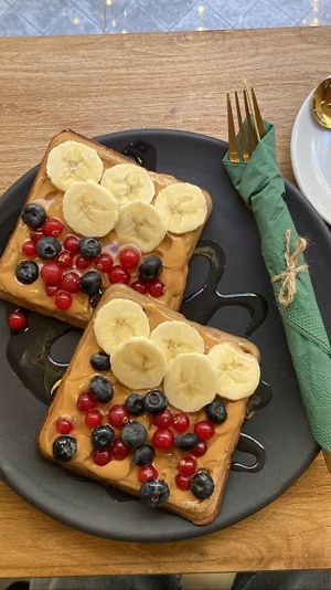 Vegan waffles  at herBar in Budapest