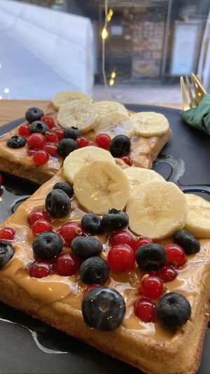 Vegan waffles  at herBar in Budapest