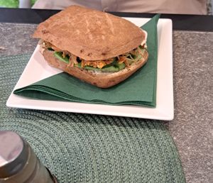 pulled "pork" sandwich with jackfruit at herBar in Budapest