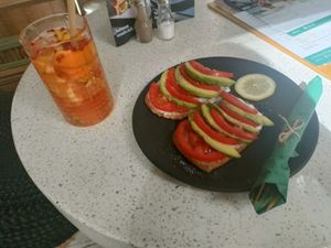 Avocado toast and sugar-free watermelon lemonade at herBar in Budapest