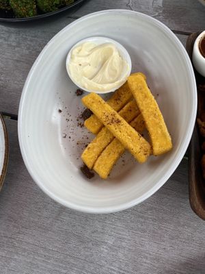 Polenta chips (half devoured)  at Mangawhai Tavern in Mangawhai
