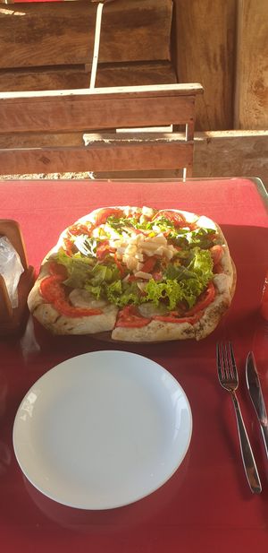 Vegan pizza at Herbolarium in Santa Fe