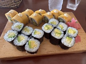 The rolls in background had mayo, but were for my girlfriend   at Love Sushi in Phu Quoc