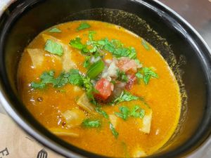 Sopita de lentejas - Linzensoep at Pura Vida Vegan Tacos in Antwerpen