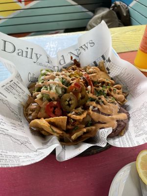 the loaded nachos, so filling and yummie. best ones i ever had!  at Pura Vida Vegan Tacos in Antwerpen