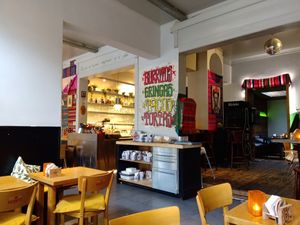 Inside the restaurant at Pura Vida Vegan Tacos in Antwerpen