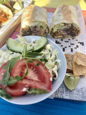 Burrito plate  at Pura Vida Vegan Tacos in Antwerpen