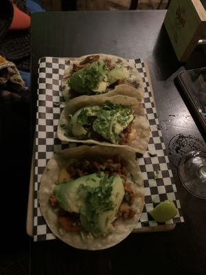 Three different Tacos  at Pura Vida Vegan Tacos in Antwerpen