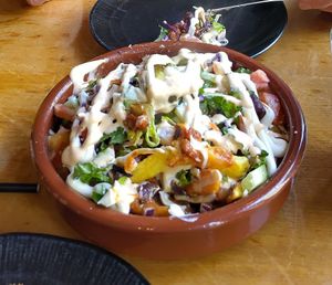Heavenly loaded fries; honestly the best I ever had! Ever! at Pura Vida Vegan Tacos in Antwerpen