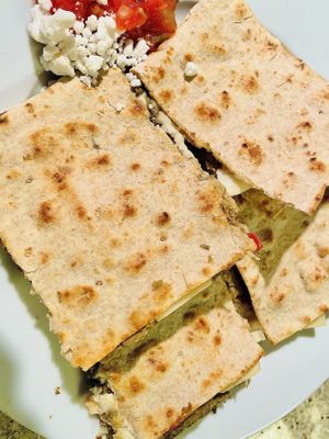 Lentil Quesadilla w/ pico de gallo  at The Vegan Joint in Woodland Hills