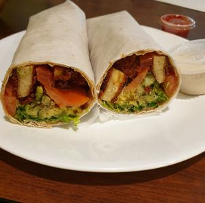 spicy chickn wrap at The Vegan Joint in Woodland Hills