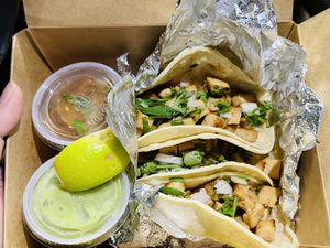 Taco Place ($10.95) soy chicken 😋2022.JAN26 #Veganuary at The Vegan Joint in Woodland Hills