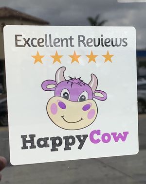 I work for HappyCow so I gave them a new window decal.  at The Vegan Joint in Woodland Hills