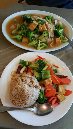 Kung Po Tofu and Noodle Dish at The Vegan Joint in Woodland Hills