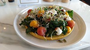 Chickpea omelette at Planet Terra in Dubai