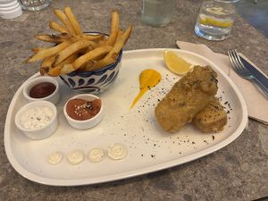 Tofu fish and chips   at Planet Terra in Dubai