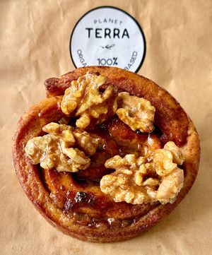 Walnut cinnamon roll at Planet Terra in Dubai
