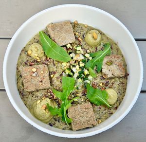 Green risotto  at Planet Terra in Dubai