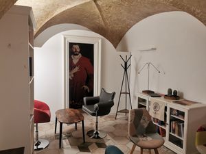 Library upstairs at Gelatarium in Florence