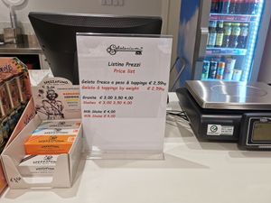Price list at Gelatarium in Florence