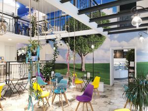 Fairy tale area with swings that you actually can use at Gelatarium in Florence