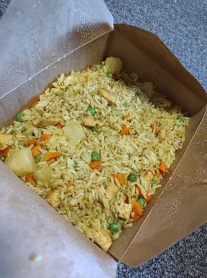 rice and pineapple! at Loving Hut - Sunset District in San Francisco