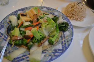 Stir fried vegetables with tofu and brown rice. at Loving Hut - Sunset District in San Francisco