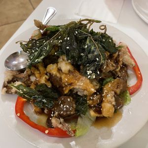 Fried mushrooms in a sweet and sour sauce  at Loving Hut - Sunset District in San Francisco