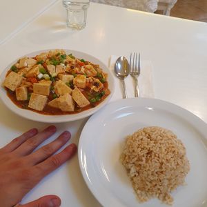 Rice with Tofu :) at Loving Hut - Sunset District in San Francisco