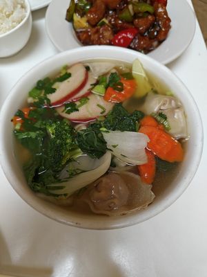 won ton noodle soup at Loving Hut - Sunset District in San Francisco