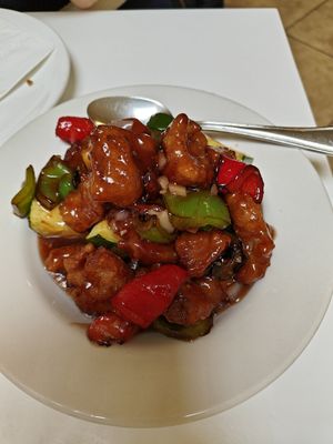 spicy sweet and sour sot protein at Loving Hut - Sunset District in San Francisco