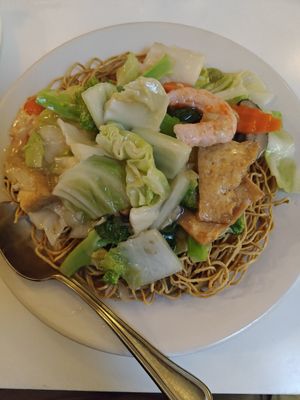 crispy noodles at Loving Hut - Sunset District in San Francisco