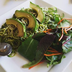 Zucchini noodles with hemp dressing at Loving Hut - Sunset District in San Francisco