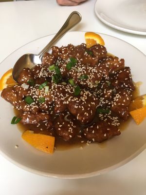 Orange Sesame Bites - textured soy protein sprinkled with white sesame at Loving Hut - Sunset District in San Francisco