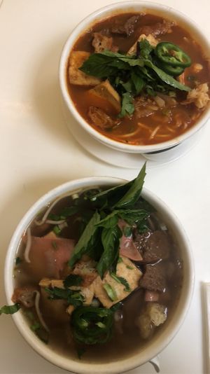 Top: Bun Hue Bottom: Pho at Loving Hut - Sunset District in San Francisco