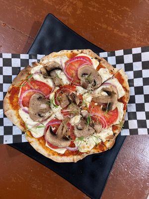 Gluten free vegan pizza  at #LOCAL Mercado Gourmet in Merida