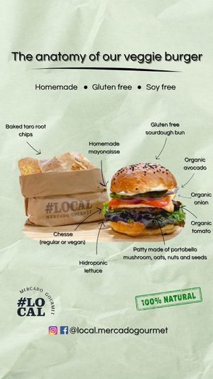 Our Whole Foods veggie burger  at #LOCAL Mercado Gourmet in Merida