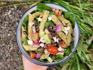 Pesto Pasta Salad #Veganuary at A Wholesome Serving in Croydon