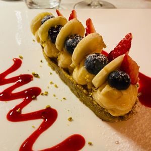 “Flapjack” di pistacchio e cocco at Simago in Osio Sopra