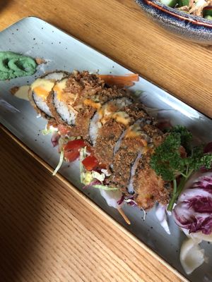 Vegan fried sushi with mango sauce   at Büffel & Koi in Stuttgart