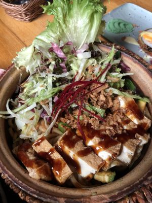 Tokio drift bowl with tofu and udon noodles  at Büffel & Koi in Stuttgart