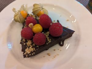 Vegan chocolate tart at Old Barn & Planted by Sai in Colintraive