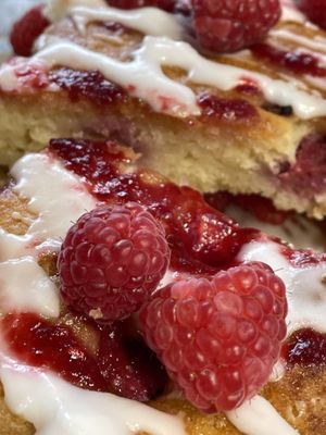 Raspberry and almond slice  at Old Barn & Planted by Sai in Colintraive