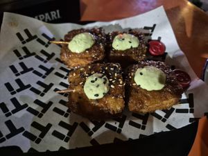 Tofu skewers, excellent at Vegan Ti Burguer  in Rio De Janeiro